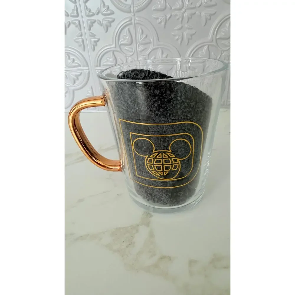Walt Disney World Cinderella Castle Clear Glass Mug with Gold Handle NWT